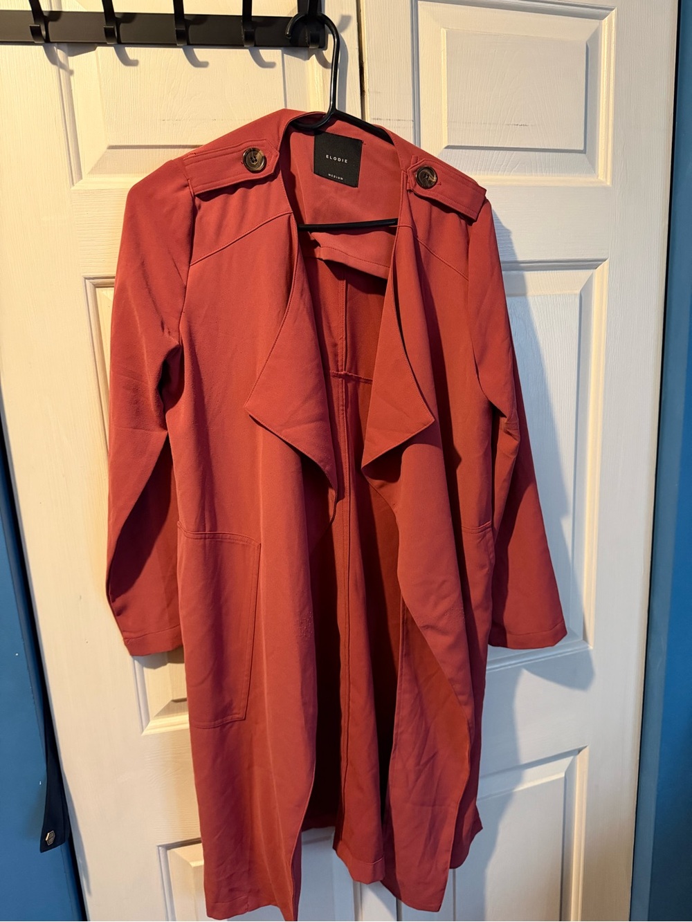 Elodie Rust Open-Front Trench Coat